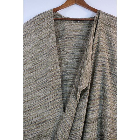 Eskandar Green Multi Striped Cotton Linen Kimono Coat Jacket Size 0 Lagenlook - Picture 9 of 16
